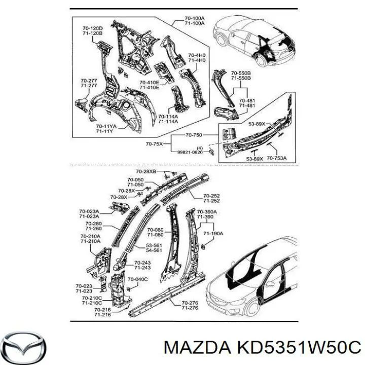 Молдинг задньої арки крила, правий Mazda KD5351W50B ціна, від 96.08 USD