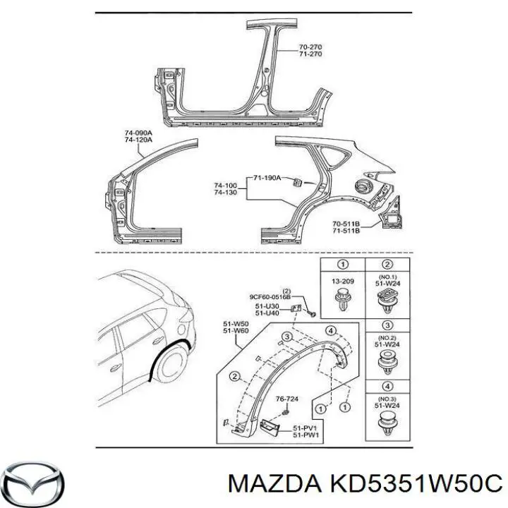 KD5351W50C Mazda розширювач заднього крила, правий