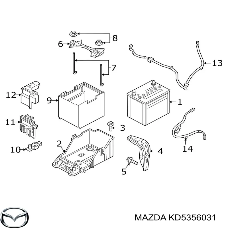 Кріплення / підставка акумулятора (АКБ) Mazda KD5356031 ціна, від 6.50 USD