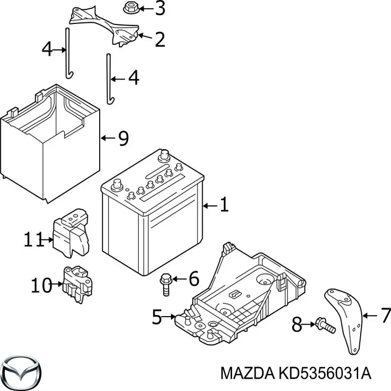 Кріплення / підставка акумулятора (АКБ) Mazda KD5356031A ціна, від 6.47 USD