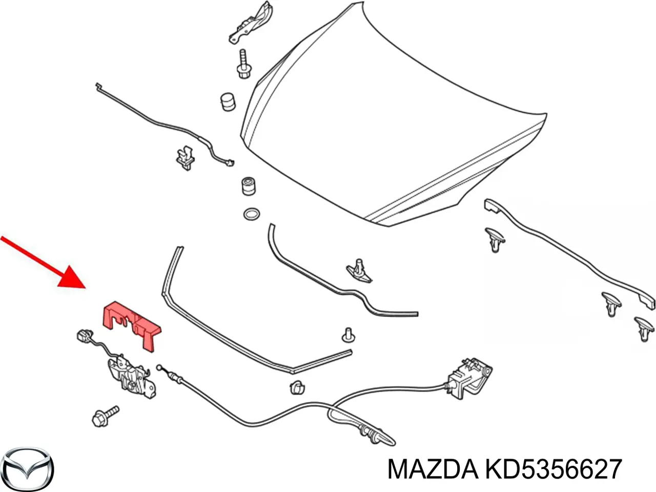 Кронштейн замку капоту Mazda KD5356627 ціна, від 3.43 USD
