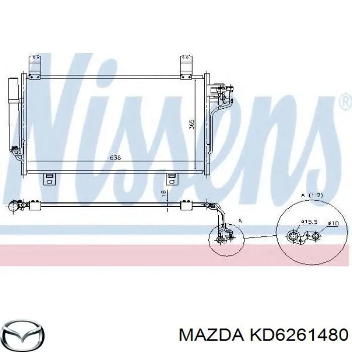 Радіатор кондиціонера KD6261480 Mazda