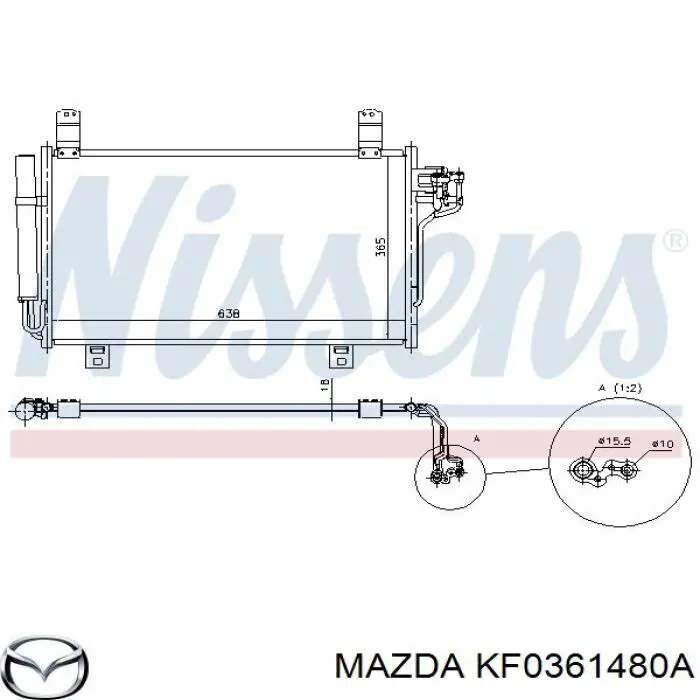 Конденсатор кондиціонера Mazda KF0361480A ціна, від 75.11 USD