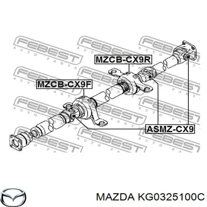 Вал карданний задній, у зборі Mazda KG0325100C ціна, від 307.59 USD