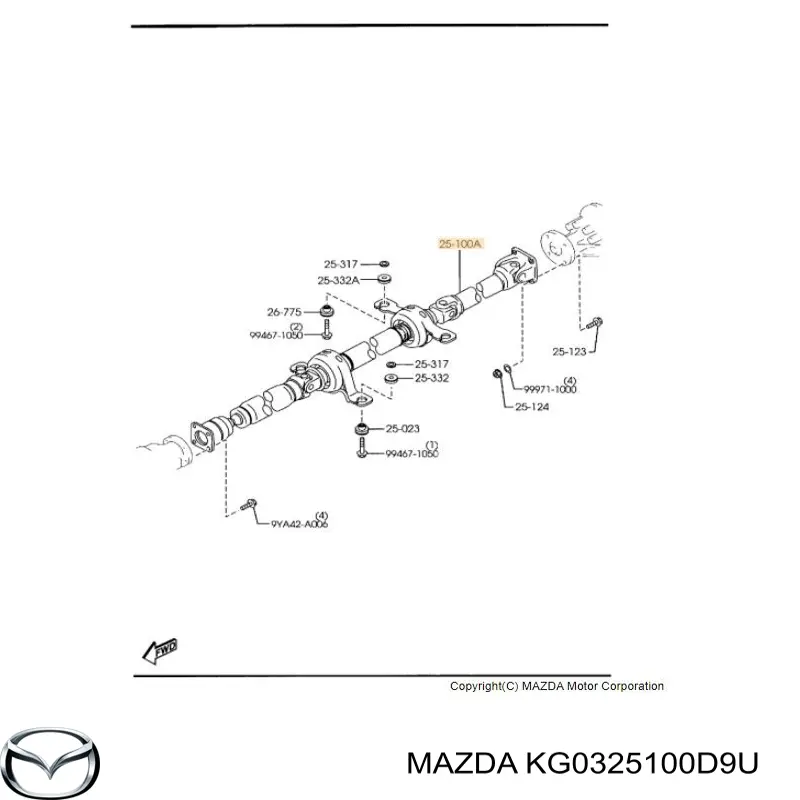 KG0325100D9U Mazda Вал карданний основний заднього моста
