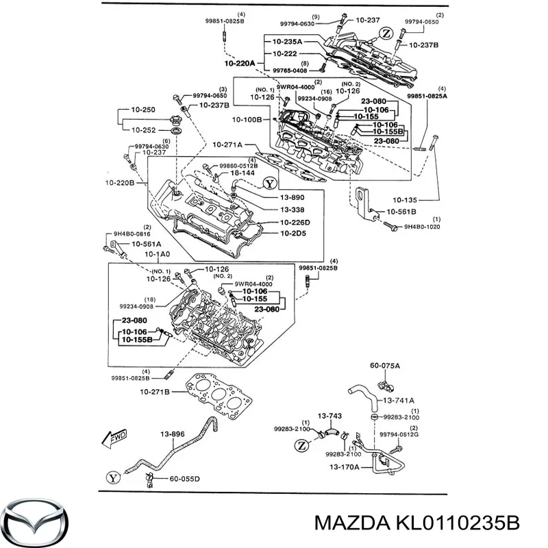 Прокладка клапанної кришки, права Mazda MX-3 (EC) (Мазда Мх-3)