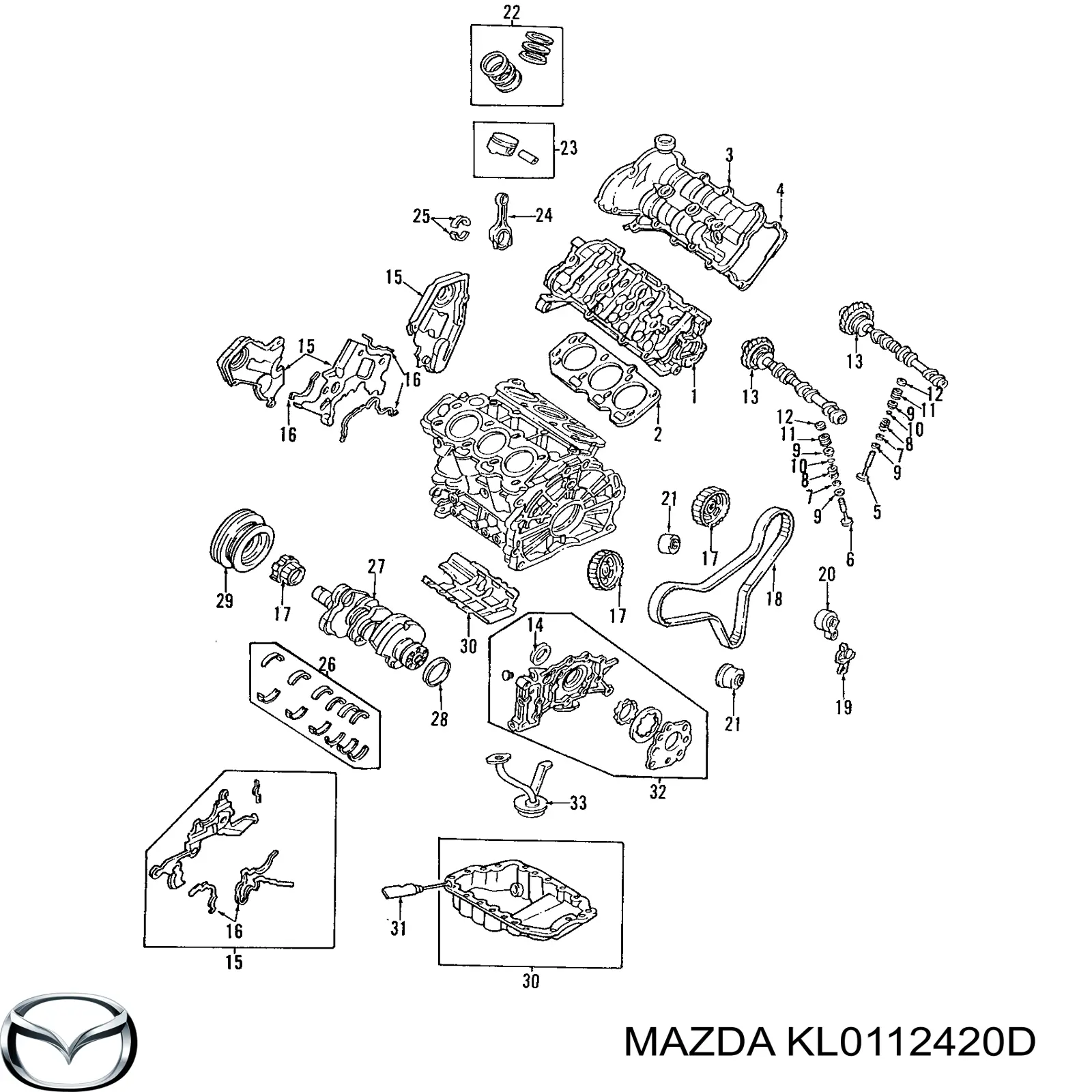 Розподільний вал двигуна впускний правий Mazda KL0112420D ціна, від 69.77 USD