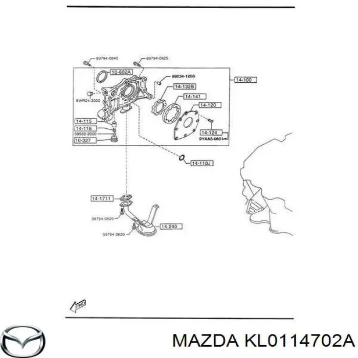 Купити KL0114702A Mazda Прокладка адаптера маслянного фільтра