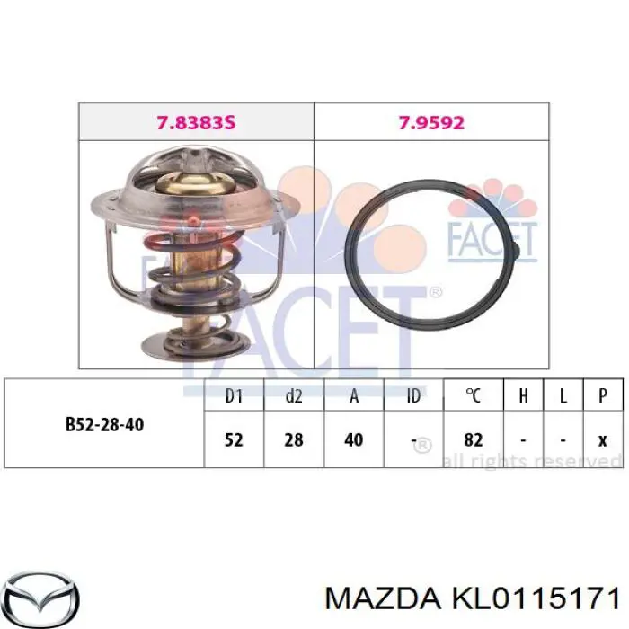 Автомобільний термостат Mazda KL0115171 ціна, від 12.73 USD