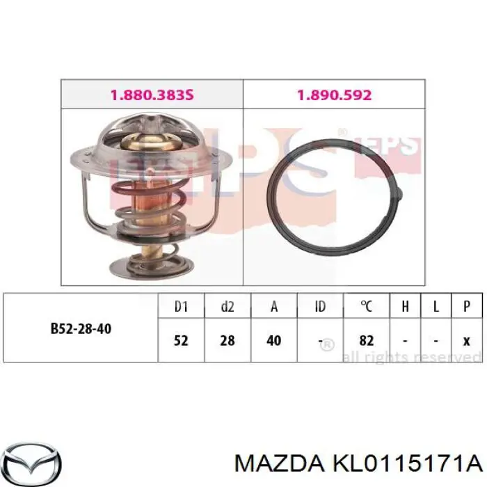 Купити KL0115171A Mazda Термостат в корпусі
