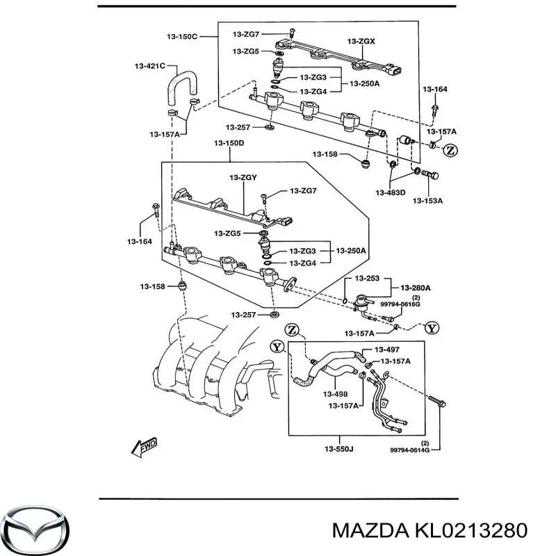 KL0213280 Mazda регулятор тиску палива