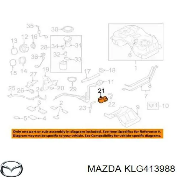 Фільтр бака паливних парів Mazda 6 (GG) (Мазда 6)