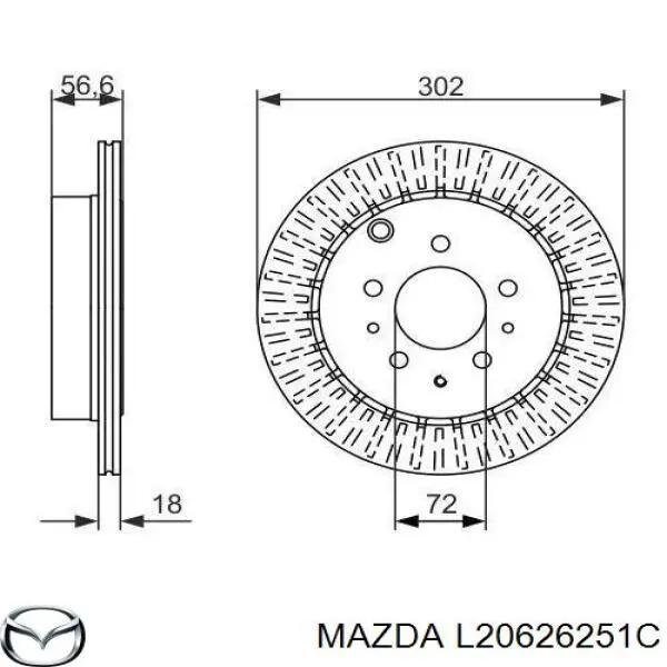 Купити L20626251C Mazda Диск заднього гальма