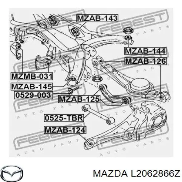 L2062866Z Mazda болт кріплення заднього нижнього важеля, внутрішній