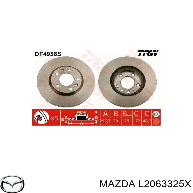 L2063325X Mazda диск гальмівний передній