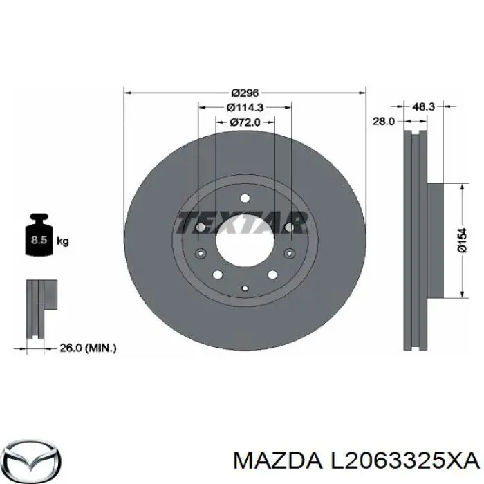 Гальмівні диски передні L2063325XA Mazda