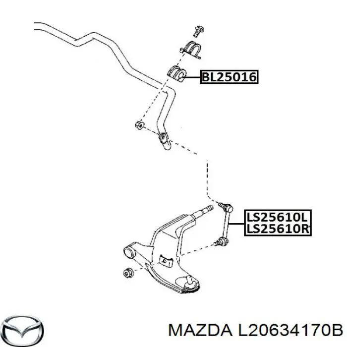 Стійка стабілізатора, переднього, права Mazda L20634170B ціна, від 7.59 USD