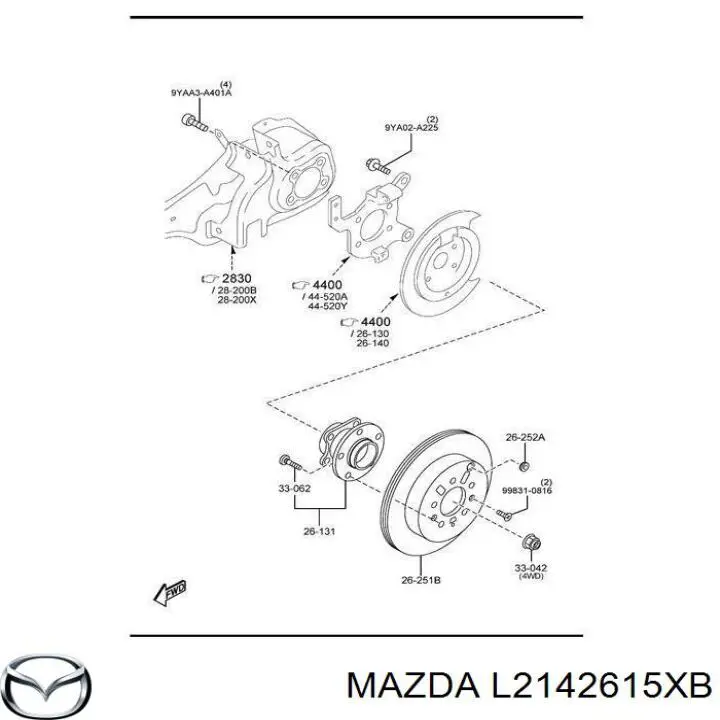Купити L2142615XB Mazda Підшипник ступиці колеса
