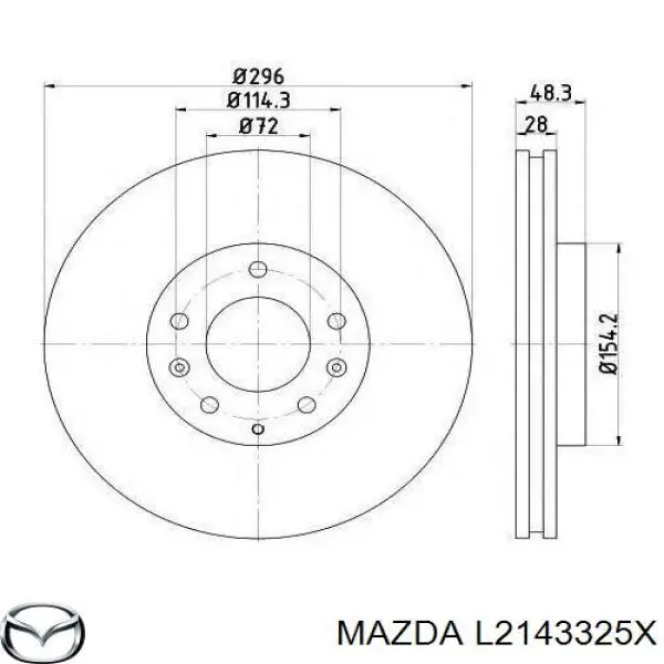 Диск переднього гальма Mazda L2143325X ціна, від 50.68 USD