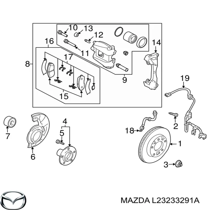 Купити L23233291A Mazda Скоба супорту переднього