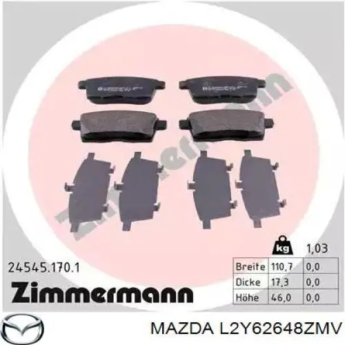 Задні гальмівні колодки Mazda L2Y62648ZMV ціна, від 22.80 USD