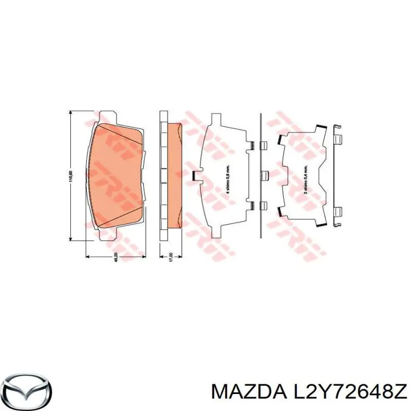 Задні гальмівні колодки L2Y72648Z Mazda