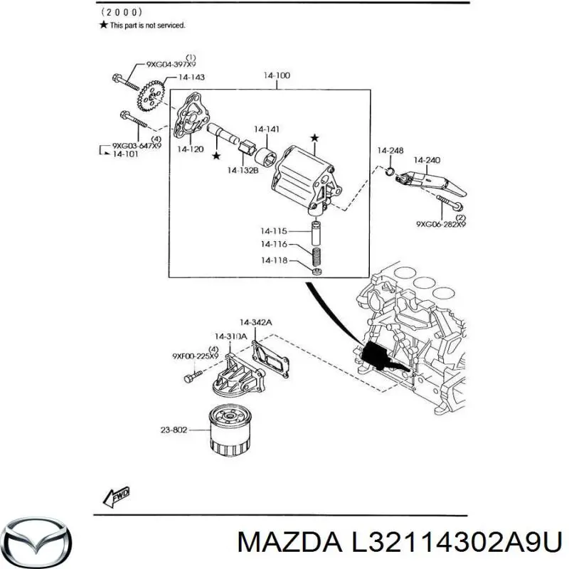 Масляний фільтр L32114302A9U Mazda