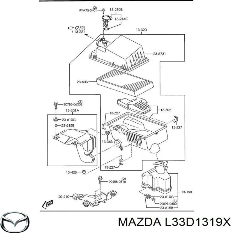 Резонатор повітряного фільтра Mazda L33D1319X ціна, від 27.69 USD