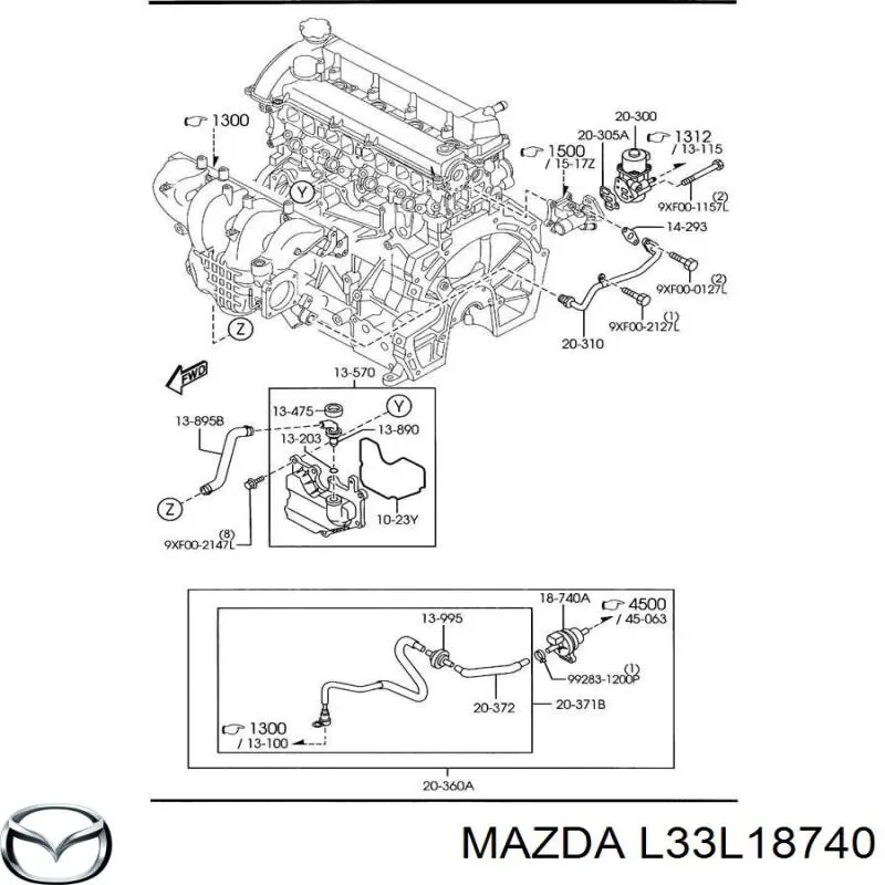 L33L18740 Mazda клапан перетворювач тиску наддуву (соленоїд