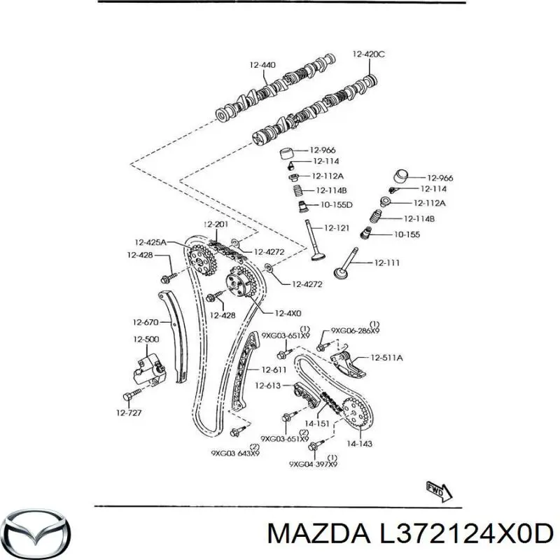 L372124X0B Mazda зірка-шестерня розподільного валу двигуна, впускного