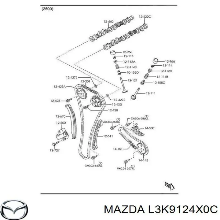 Зірка-шестерня розподільчого валу двигуна, лівого Mazda L3K9124X0A ціна, від 69.68 USD