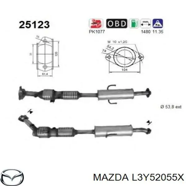 L3Y52055X Mazda Каталітичний нейтралізатор відпрацьованих газів