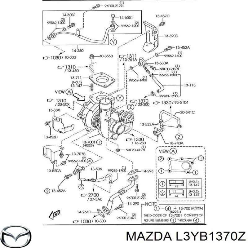 Купити L3YB1370Z Mazda Турбіна