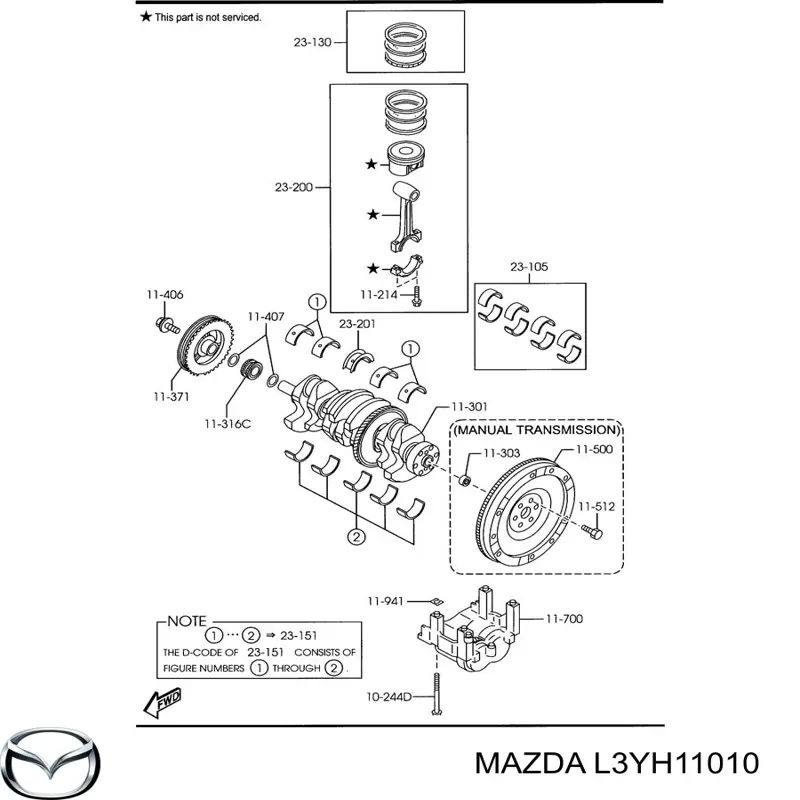 L3Y511010 Mazda Поршень двигуна без кілець