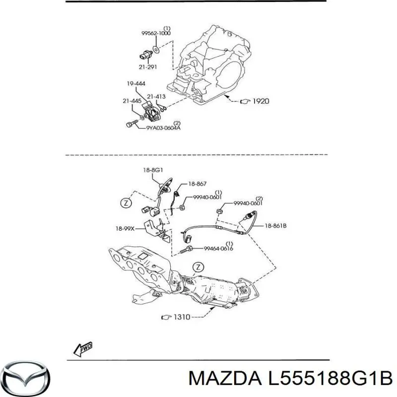 L555188G1A Mazda Лямбдазонд, датчик кисню до каталізатора