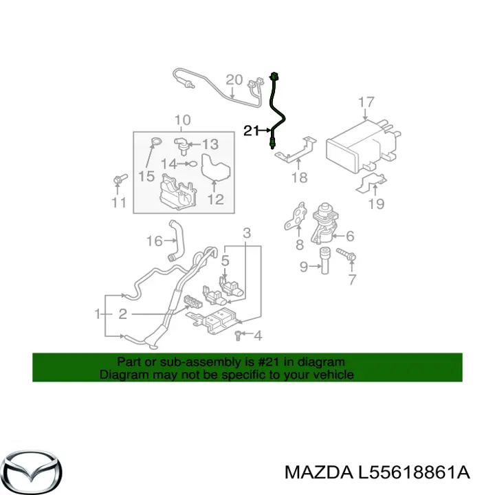 L55618861A Mazda лямбда-зонд, датчик кисню після каталізатора