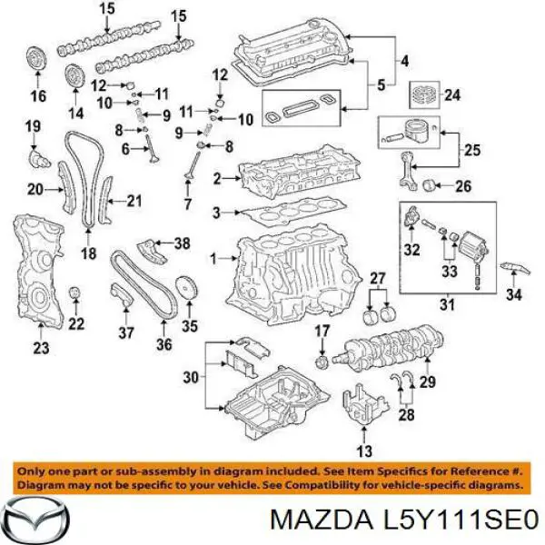L5Y111SE0 Mazda вкладиші колінвала, шатунні, комплект, стандарт (std)