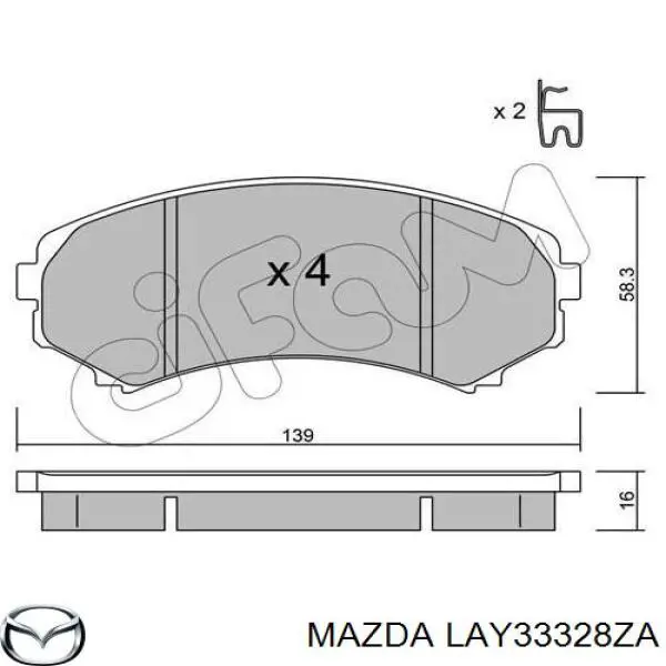 Колодки гальмівні передні, дискові LAY33328ZA Mazda