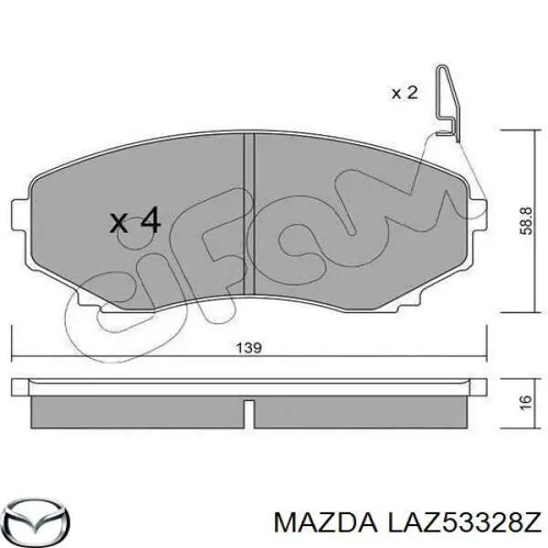 Купити LAZ53328Z Mazda Колодки гальмівні передні, дискові