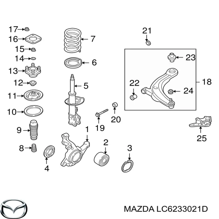 LC6233021D Mazda Цапфа передні праві