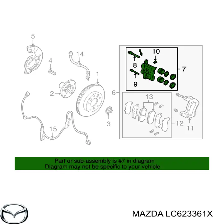 Супорт гальмівний передній правий Mazda LC623361X ціна, від 63.35 USD