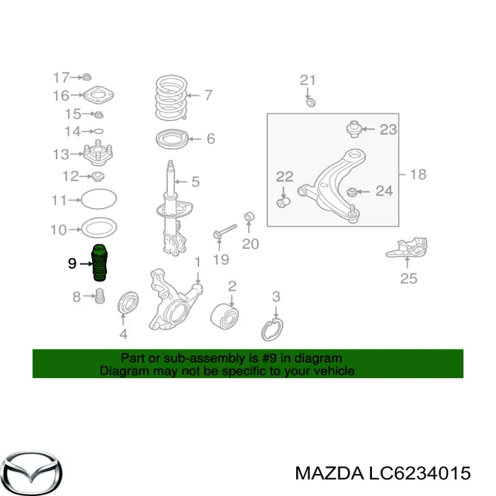 Купити LC6234015 Mazda Пильник амортизатора переднього