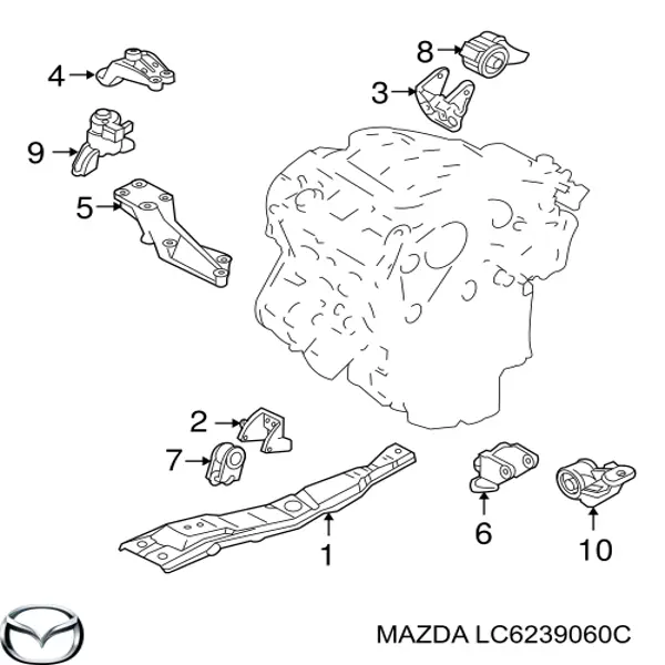 Подушка (опора) двигуна, права Mazda MPV (LW) (Мазда Мпв)
