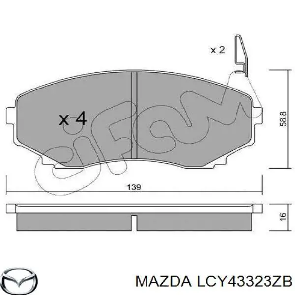 Гальмівні колодки Mazda LCY43323ZB ціна, від 24.87 USD
