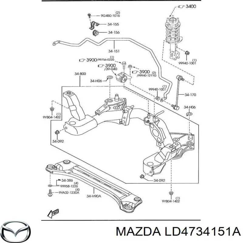 LD4734151A Mazda Стабілізатор передньої підвіски