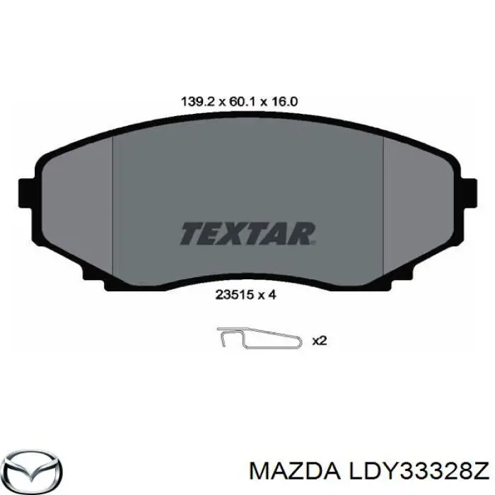 Гальмівні колодки Mazda LDY33328Z ціна, від 24.48 USD