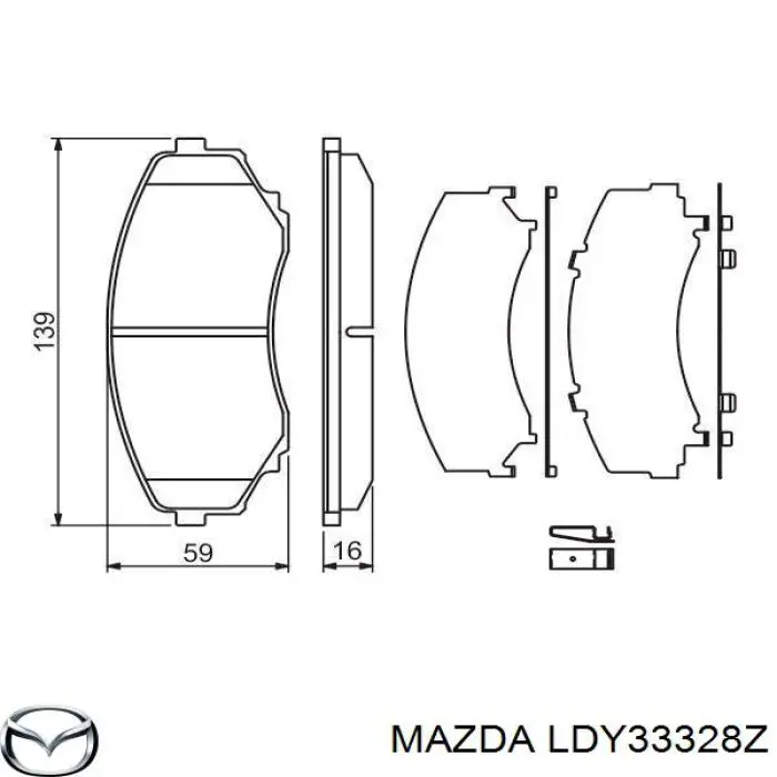 Купити LDY33328Z Mazda Колодки гальмівні передні, дискові