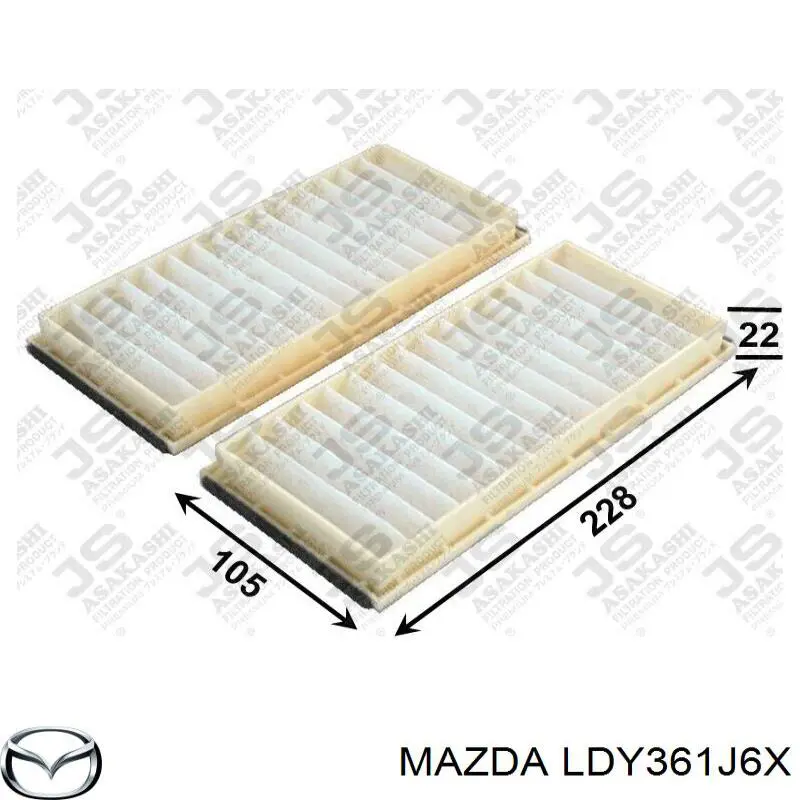 Фільтр повітряний обігрівача Mazda LDY361J6X ціна, від 10.78 USD