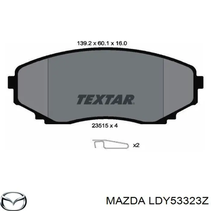 LDY53323Z Mazda колодки гальмівні передні, дискові