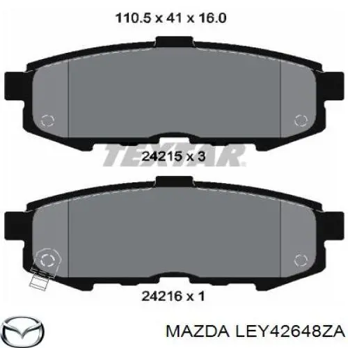 Задні гальмівні колодки Mazda LEY42648ZA ціна, від 19.64 USD
